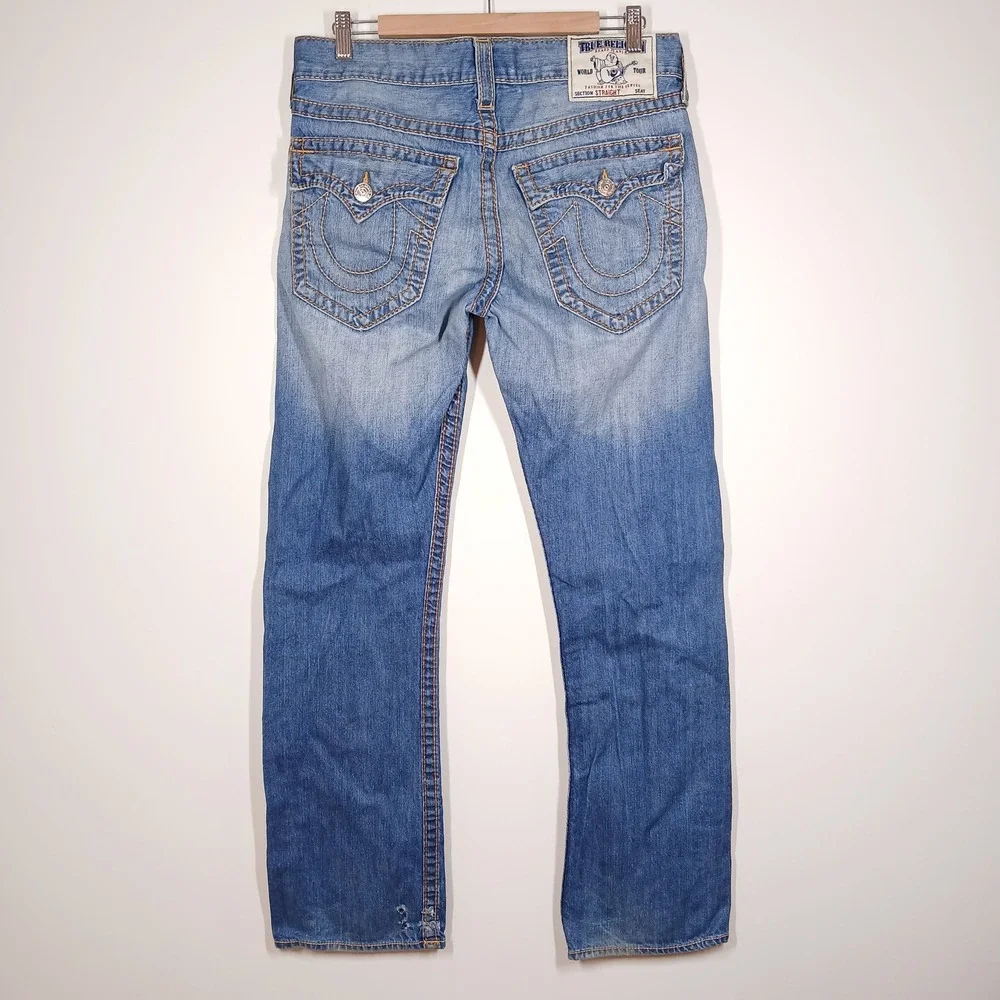 True Religion World Tour Jeans Men's 32 Blue Made in USA Denim Straight